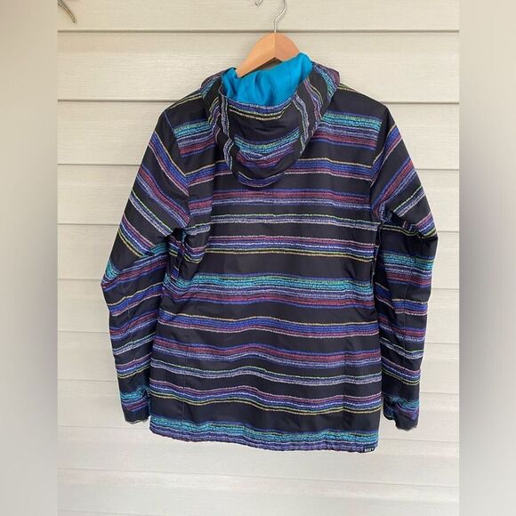 ROXY ski jacket snowboarding winter coat sz M striped rainbow hooded women’s EUC - Picture 7 of 15